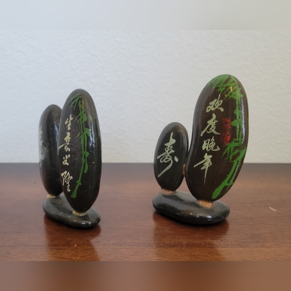 Decorative Set Pair Chinese Proverbs Rocks - Picture 2 of 6